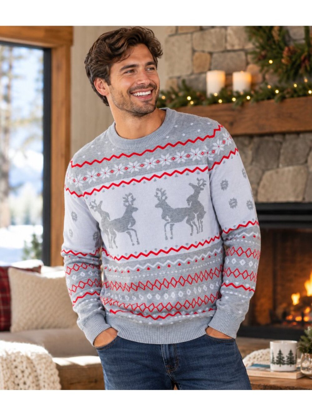 Tipsy Elves Humping Reindeer Ugly Christmas Sweater Soft Comfortable Grey M NEW